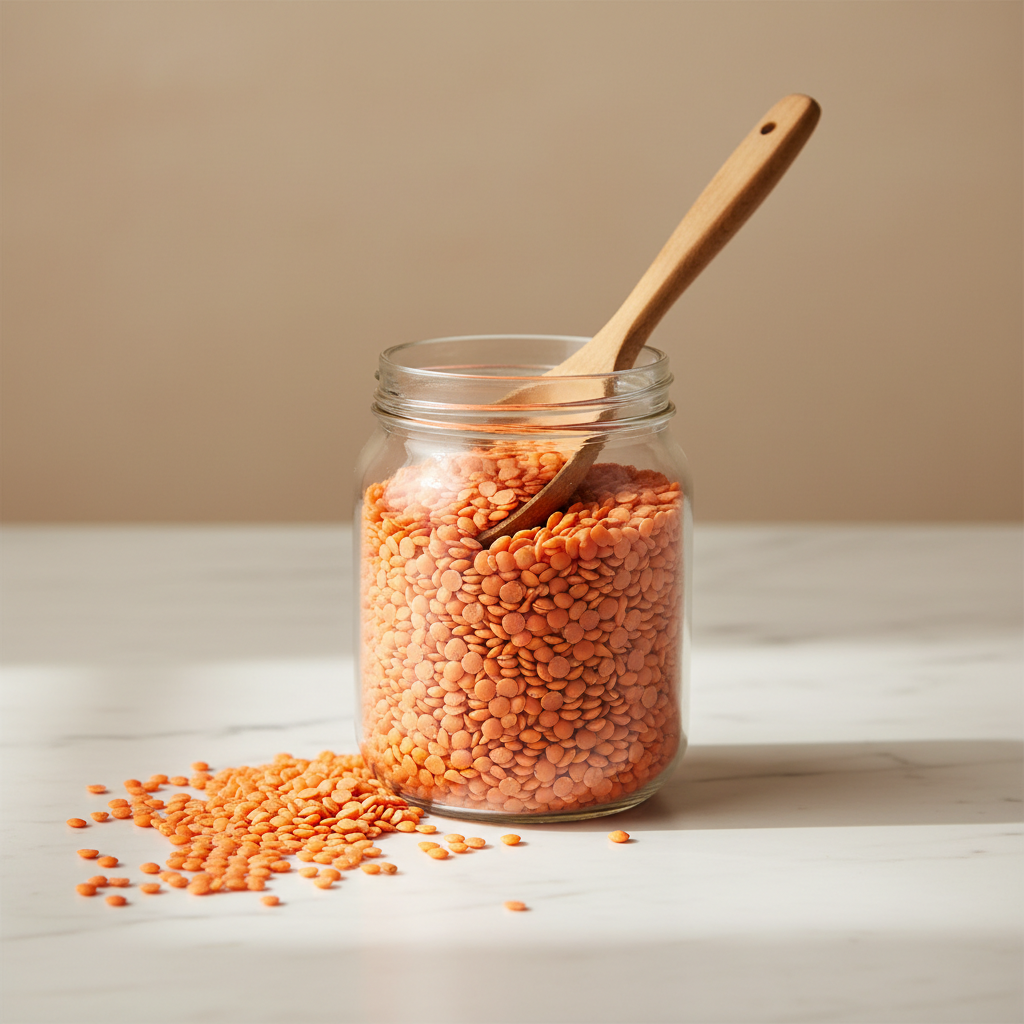 Red Lentils in glass jar
