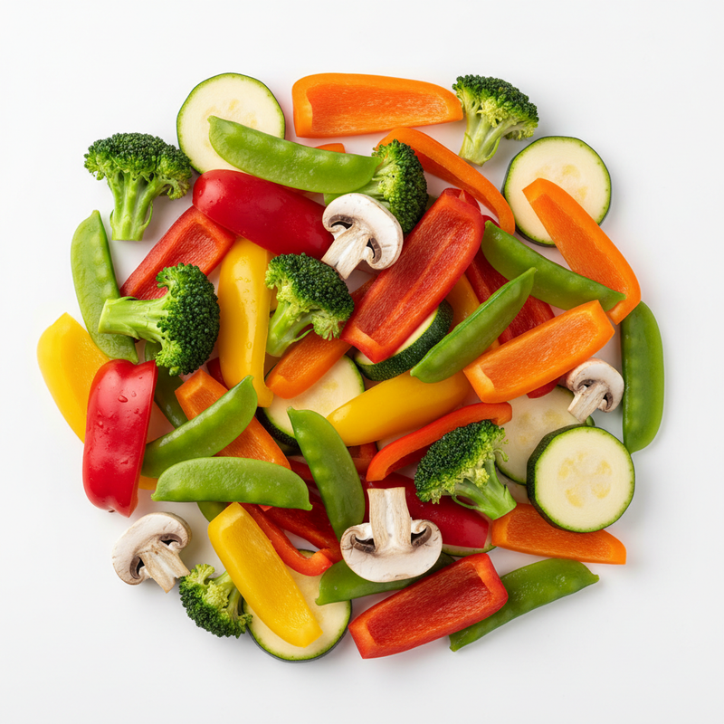 Stir Fry Vegetables - Broccoli, Bell Peppers, Mushrooms and Snap Peas